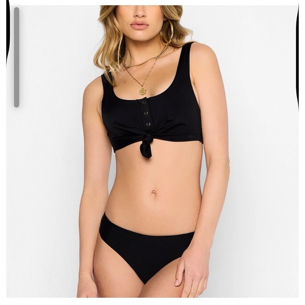 Beach Bunny Rib Tide Black Knot Bralette Top and Skimpy Bottoms New 2X/3X